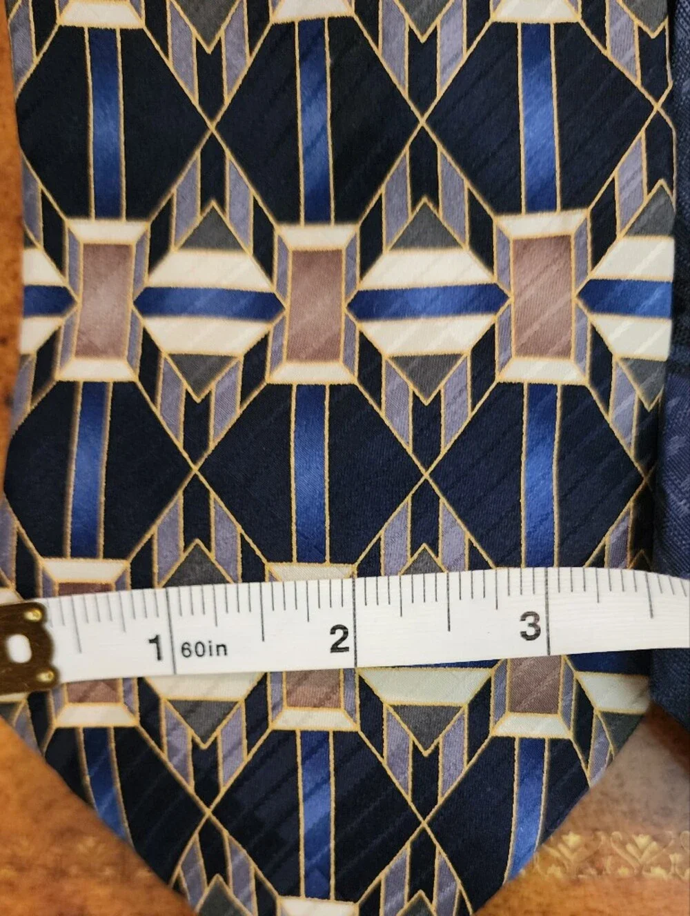 3pc HONORS 100% Silk Men’s Tie Lot Made in USA Navy Geometric Neckties
